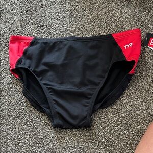 TYR Men's Black and Red Swim Trunks
